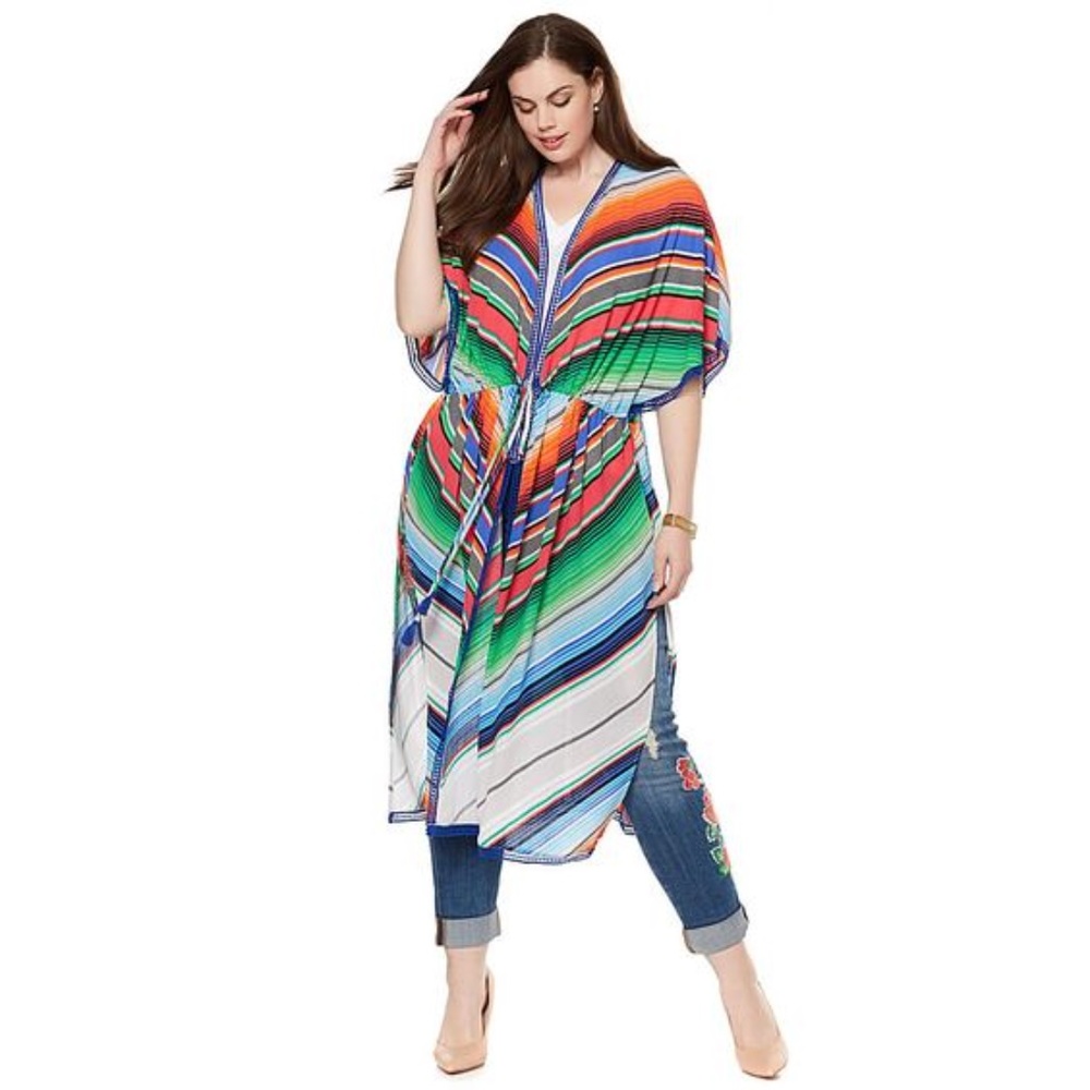 MELISSA MCCARTHY SEVEN7 Striped Topper Cover-Up D8 - Picture 3 of 8